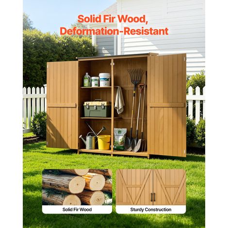 Armoire Jardin Bois 125,5x162,5 cm Meuble Rangement Extérieur Marron, pour Terrasse, Balcon, Porche, Étanche, Spacieux, avec Toit I… (1/5)