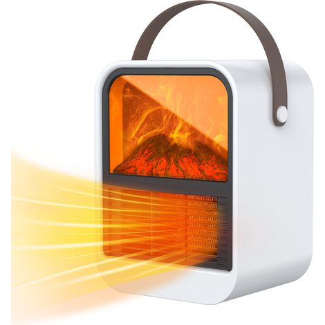 Calefactor de cerámica portátil para chimenea, efecto de llama 3D realista, protección antivuelco de 1000 W/650 W, calefactor PTC rápido para hogar y oficina.