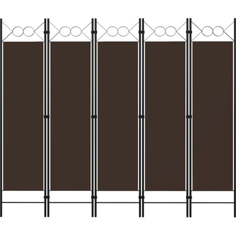 vidaXL Paravento a 5 Pannelli Marrone 200x180 cm