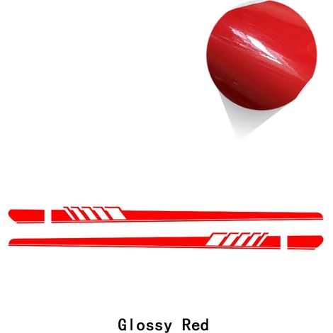 (Rouge brillant - Format A5) 2 autocollants en vinyle pour bas de porte de voiture de sport de course, compatibles avec Audi. (1/4)
