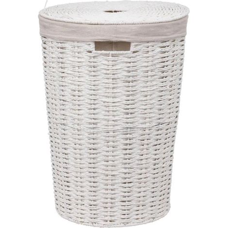 Panier à Linge Rond "Costa" 40L Blanc (1/5)
