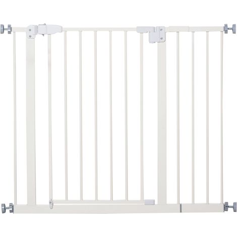 Cancelletto di Sicurezza per Cani Montaggio a Pressione Chiusura Automatica 76,2A cm Bianco (1/5)