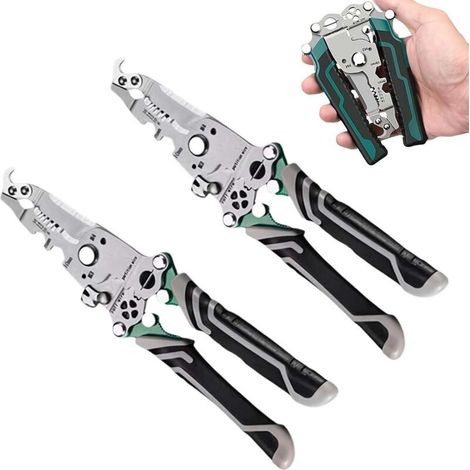 Pinza spelafili pieghevole 18 in 1 - Pinza tronchese per fili - Pinza crimpatrice - Pinza spelafili - Strumenti di cablaggio e attrezzo manuale multifunzione (1/5)