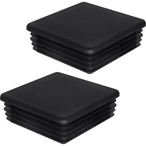 Bouchons Carrés 80x80mm - Lot de 2 - Plastique Noir Mat - Protection Tube Acier - Clôture et Mobilier - RAL 9005 (1/5)
