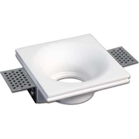 Portafaretto da incasso quadrato in gesso a scomparsa, compatibile con faretti GU10, senza vetro, foro incasso Ø105mm, design moderno per cartongesso