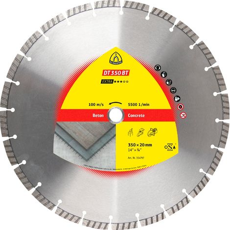 Klingspor DT 350 BT Diamanttrennscheiben, 350 x 3 x 25,4 mm 24 Segmente 40 x 3 x 10 mm, Standard Turbo (1/3)