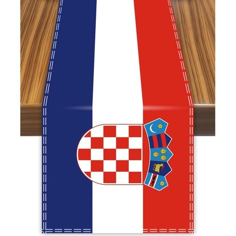 Tischläufer Kroatische Flagge 30x180 cm Samt Digitaldruck Doppelnähte