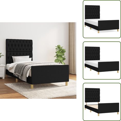 Bettgestell ohne Matratze Schwarz 90x200 cm Stoff - Bettsofa - Doppelbett - Boxspringbetten - Lattenrost - Schlafzimmermöbel (1/5)
