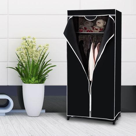 Armoire Penderie Tissu Rangement Vêtements Grande Capacité 75x50x170 cm Noir CWXT5558 DESIGN IN (1/3)