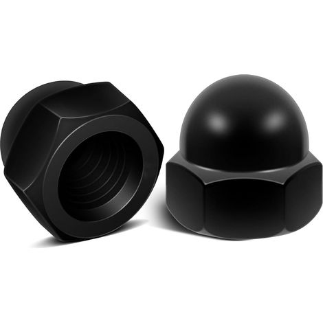 Lot de 10 écrous à chape M6 en acier inoxydable A2 V2A hexagonaux pour vis, tiges filetées et boulons filetés (noir) (1/5)