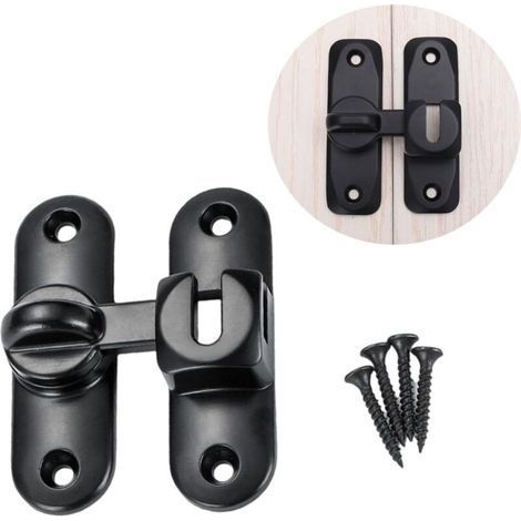 Serrure de porte coulissante à 90 degrés en acier inoxydable avec vis, pour cuisine, chambre, salle de bain, noir (1/5)