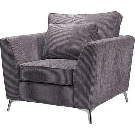 Fauteuil Isla velours côtelé gris (1/5)