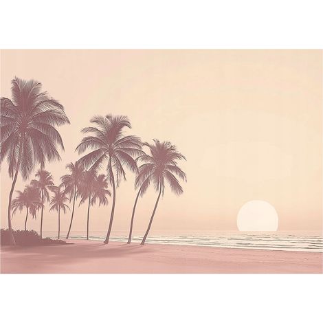 Papier peint panoramique plage palmiers nature intissé 400x280 cm mural salon chambre grand format (1/5)
