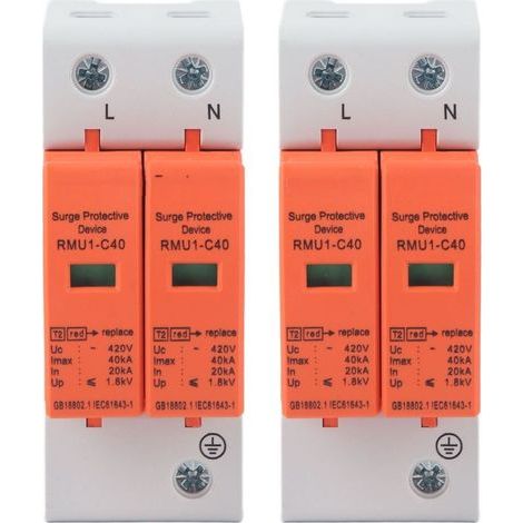 Lot de 2 parafoudres SPD, disjoncteurs domestiques 2P 420V RMU1-C40 (1/5)