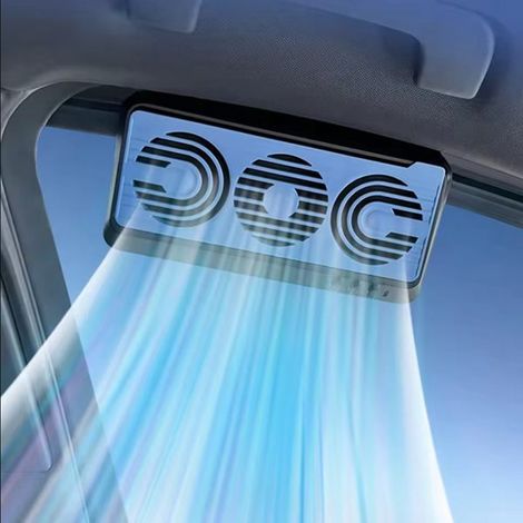 New USB car exhaust fan, combining blowing and suction, for deodorizing, cooling, and ventilation of the car interior, and for window exhaust. (1/4)