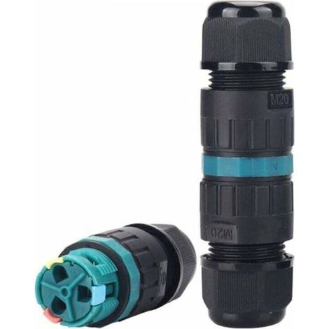 Set of 2 IP68 waterproof screwless connectors with quick installation (1/5)