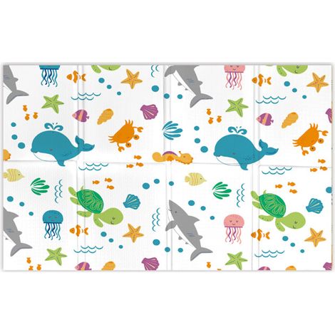 Tappeto Morbido per Bambini 120x90x0,8 cm Pieghevole Oceano Multicolore (1/3)