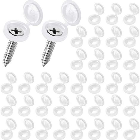 Lot de 100 Cache Vis Blanc 15mm à Charnière en Plastique pour M 4 à M 6 - Cache Rivet Capuchon (1/5)