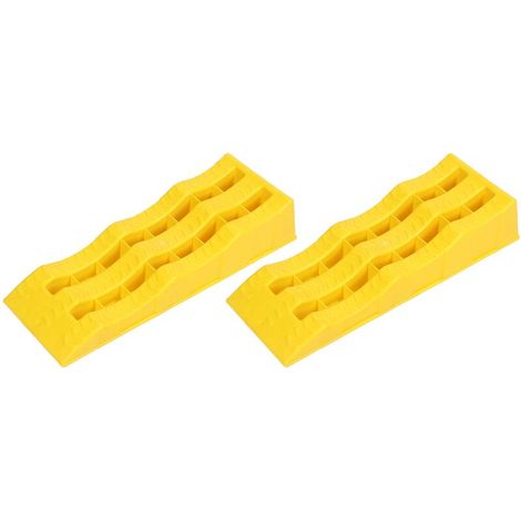 Jeffergarden 1 paire de rampes de nivellement pour camping-car 3 étapes jaunes pour remorque de camping-car pour stabiliser le sol et le stationnement inégaux-DOU