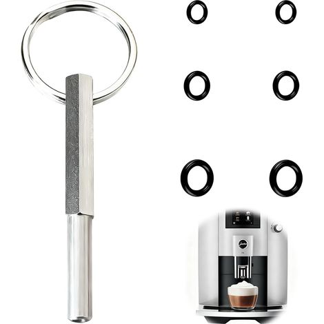 Chiave a brugola, strumento per la riparazione di macchine da caffè, punta ovale, con portachiavi e 6 anelli in gomma, per macchine da caffè completamente automatiche Jura/Krups Siziliana/AEG. (1/5)