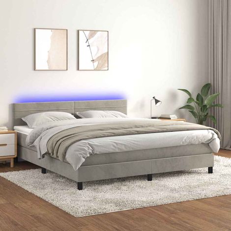 Sommier à lattes de lit avec matelas LED Gris clair 160x200 cm (1/5)