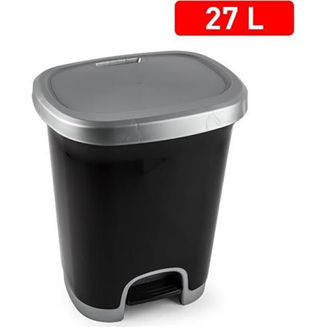 PLASTICFORTE cubo pedal 27 litros negro/gris , Cubo pedal 27 litros negro/grisIncluye sistema de pedalFácil de limpiarFabricado en plástico de alta resistenciaMedid