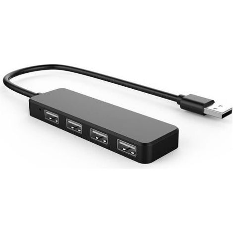 Hub USB ultrasottile a 4 porte USB 2.0, colore nero. (1/4)