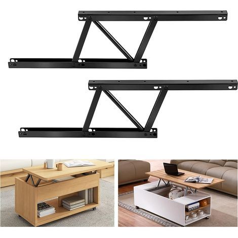 Lot de 2 charnières de table basse pliables,Matériel de table basse,Charnière de table relevable,Mécanisme de table pliable,Noir (1/5)