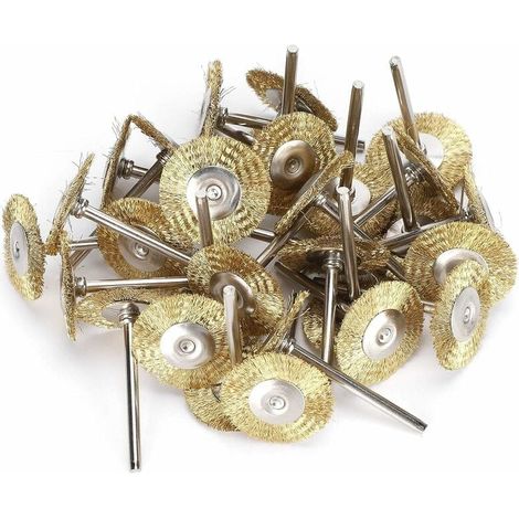 30 pcs ensemble de brosses métalliques, roues de polissage de brosse en fil d'acier en laiton kit complet pour outils rotatifs Dremel(Laiton) (1/5)