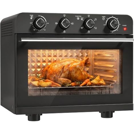 Four Friteuse à Air Chaud 36L 1800 W avec Rôtissoire Acier Noir (1/5)