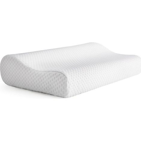 Cuscino ortopedico ergonomico – Classica forma rettangolare con memory foam – Bianco – Allevia il dolore al collo – Ideale per chi dorme sulla schiena e sul fianco – Comfort notturno e anti-russamento (1/4)