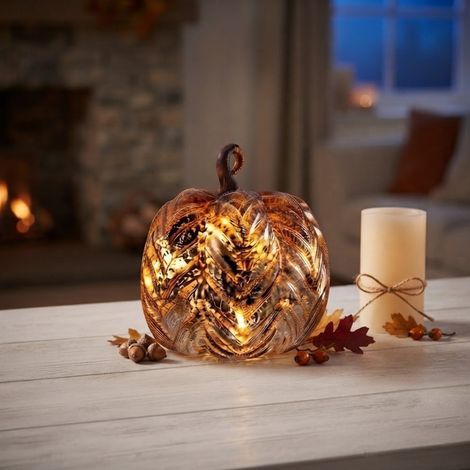 Cinnamon Autumn Glass Pumpkin Light (1/2)