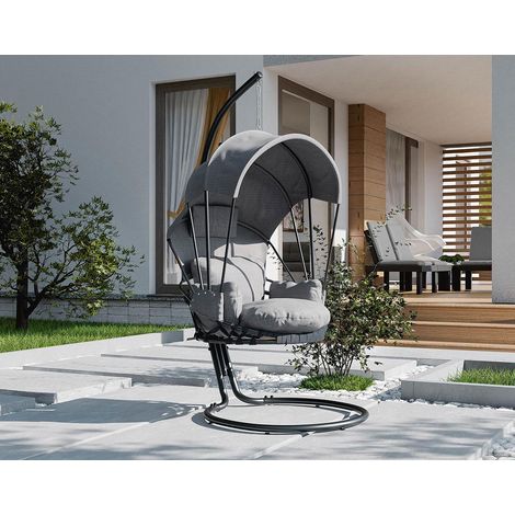 Namu - fauteuil suspendu avec pare-soleil - en tissu - noir / gris