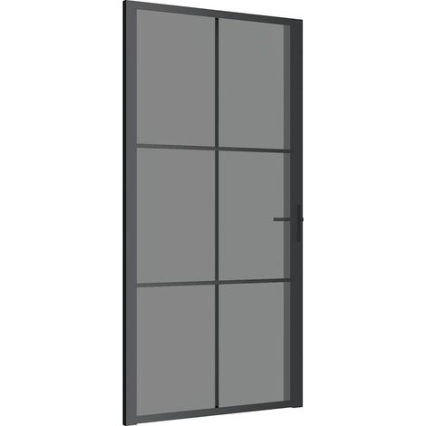 vidaXL Puerta interior vidrio EGS y aluminio negro 102,5x201,5 cm (1/2)