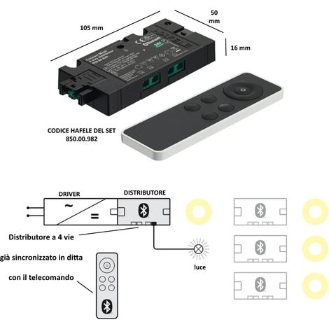 SET DISTRIBUTORE BOX A 4 VIE CON TELECOMANDO HAFELE LOOX5 MESH ECO 24V 850.00.982