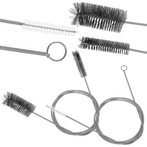 Lot de 2 brosses de débouchage flexibles et longues pour tuyaux, avec poils souples en nylon.