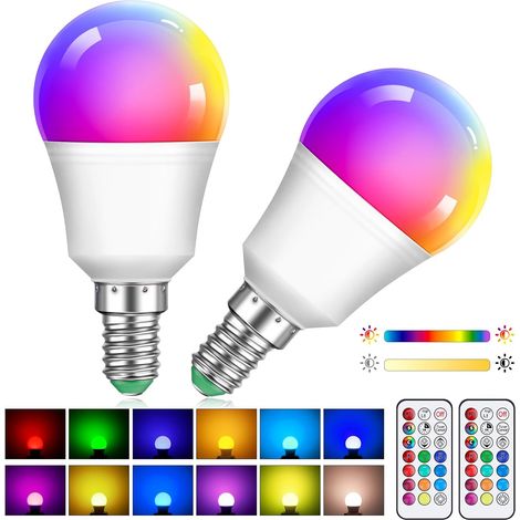 2 Pack Ampoules LED Edison Multicolores à Intensité Variable G45 5W(Équivalent 40W) Avec Télécommande, Culot E14 à Vis, RGB+Blanc Chaud, Idéales Pour L'éclairage Quotidien Et D'ambiance (1/5)