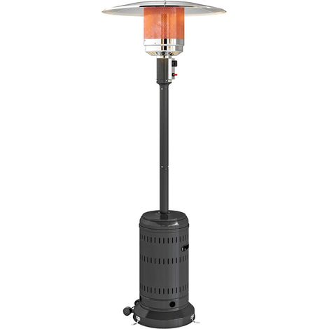 Parasol Chauffant Gaz 11 kW Chauffage Terrasse Extérieur Puissance Réglable Boîtier Métal Noir 82x82x223 cm (1/5)