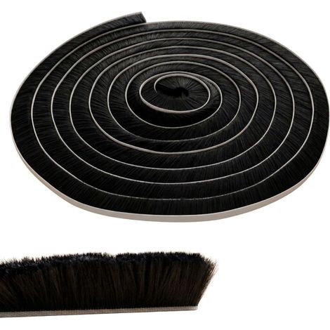 5m Joint à brosse noir 20mm Auto-adhésif + Découpable Coupe-courant d'air, protection contre le froid, moustiquaire pour fenêtres, portes, armoire (1/5)