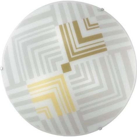 PLAFONIERA SEVENTY 3XE27 D.40XH11,3CM BIANCA/ORO. (1/2)