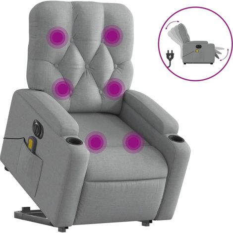 Maison Exclusive - Poltrona Alzapersona Massaggi Elettrica Grigio Chiaro Tessuto