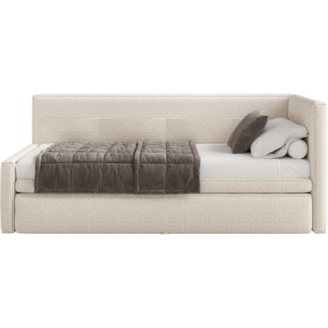 Selsey Nesmi - Lit rembourré - 90x200 cm - tissu tressé Beige clair (1/5)
