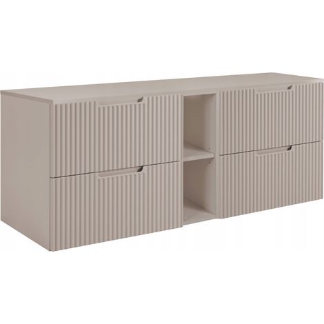 Meuble de salle de bain Vena - 140 cm - Couleur Kashmir - Design moderne - Fronts rainurés