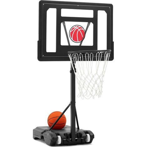 YODOLLA Poolside Basketball Hoop Height Adjustable Portable Pool Basketball Hoop with Wheels, Black