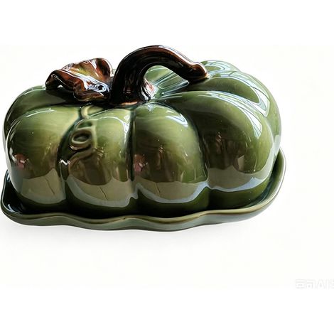 Beurrier en céramique - Joli récipient à beurre de citrouille pour la maison et la cuisine - Vaisselle décorative pour Halloween (1/5)