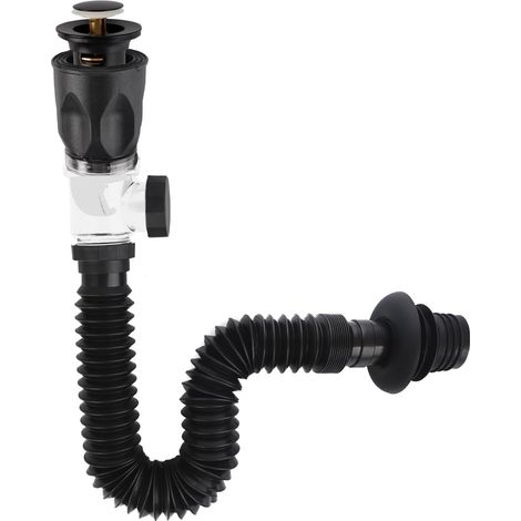 1 Kit de vidange universel, tuyau flexible ajustable, siphon anti-odeur, filtre à cheveux, pour évier cuisine salle de bain