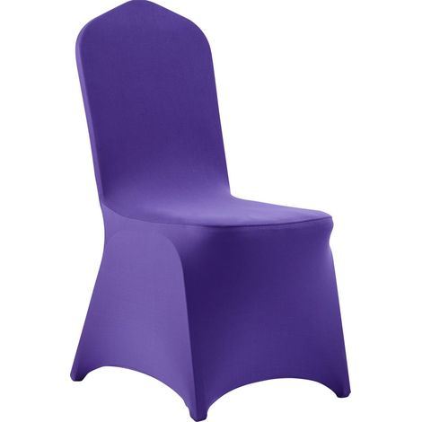 Housse de chaise violette, lot de 50, en polyester et spandex, extensible, pour mariage, fête, banquet, dimensions adaptées jusqu'à 51 x 45 x 95 cm. (1/5)
