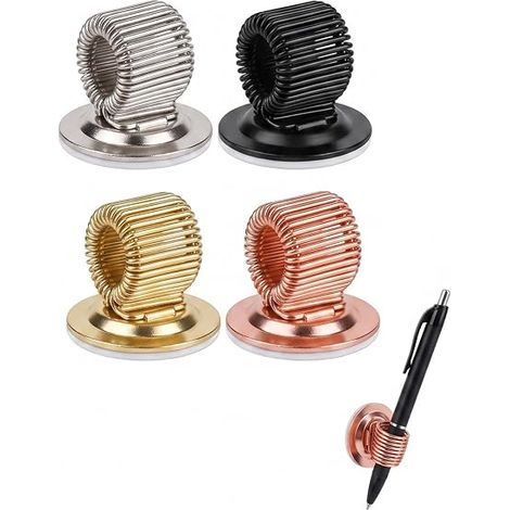 Porte-Stylos Auto-Adhésifs Boucle à Ressort, Fixation Sans Résidus, Argent/Noir/Or/Or Rose pour Blouse Médicale, Cahiers (1/5)