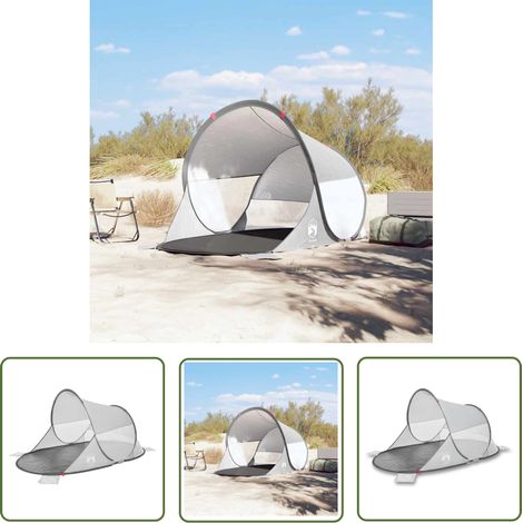 The Living Store Tente de plage gris escamotable imperméable - Tente De Plage - Tente Escamotable - Tente Imperméable - Parasol De Plage - Ombre Solaire (1/5)