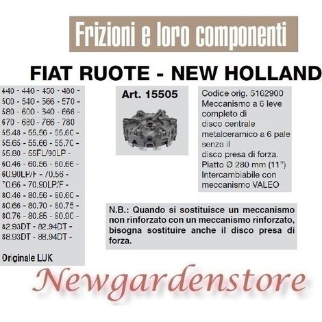 Frizione meccanismo 6leve 280mm 440 450 566 680 82.93 15505 FIAT NEW HOLLAND LUK